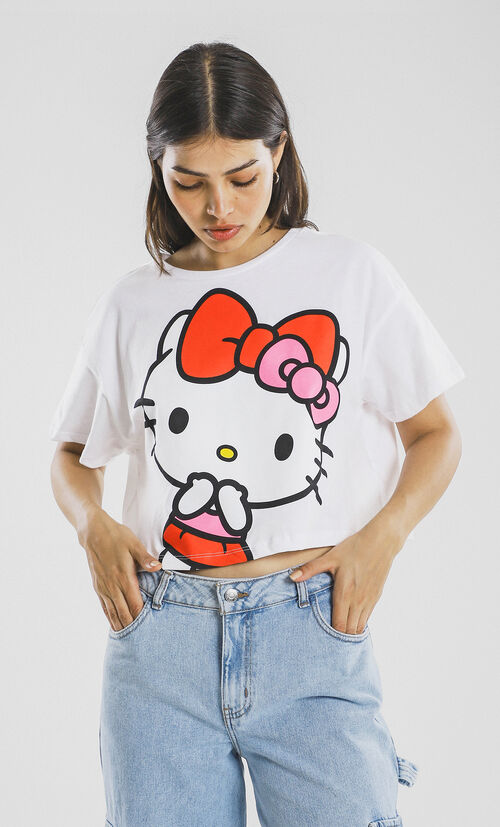Playera Crop Hello Kitty
